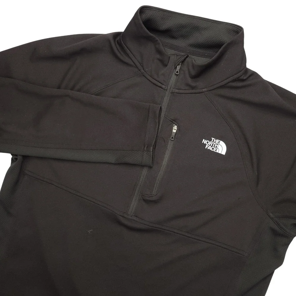 The North Face Pullover Mens Large Black 1/4 Zip Long Sleeve Hiking Top FlashDry